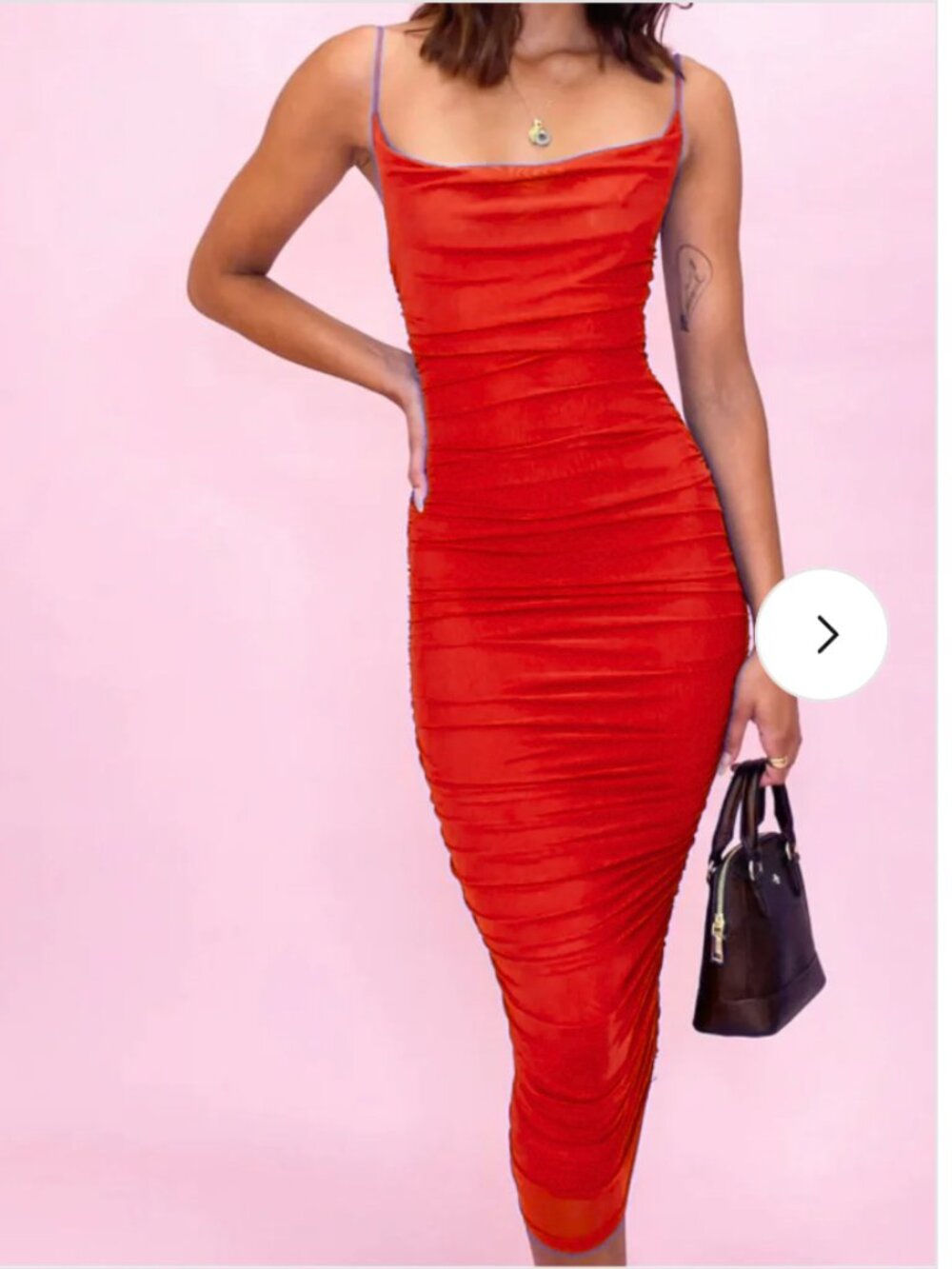 Klesis Ruched Mesh Slinky Bodycon Stretch Midi Dress